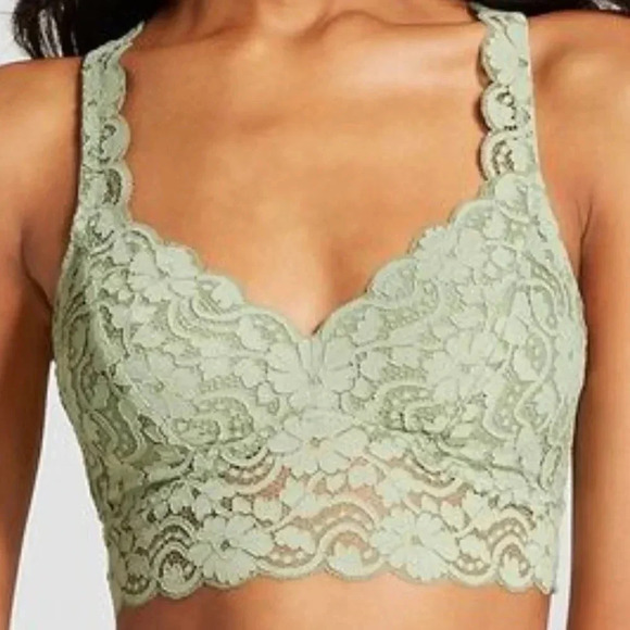 XL X-LARGE Xhilaration Lace Crossback Wire Free Bra Bralette Pioneer Sage Green - Picture 6 of 7